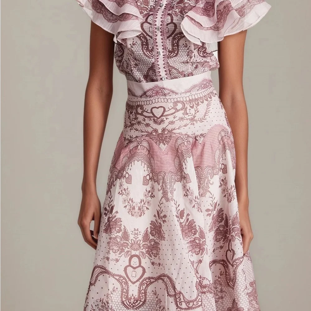 Designer-Style Pink Ruffled Two-Piece Dress Set - Picture 5 of 10